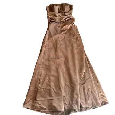 Raylia Designs Strapless Beaded Gown 8 Tan Satin … - image 1