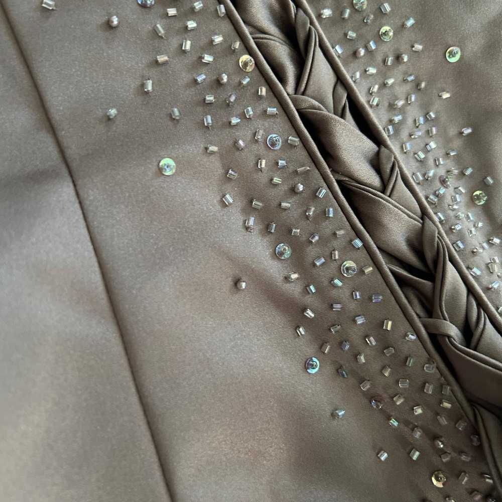 Raylia Designs Strapless Beaded Gown 8 Tan Satin … - image 4