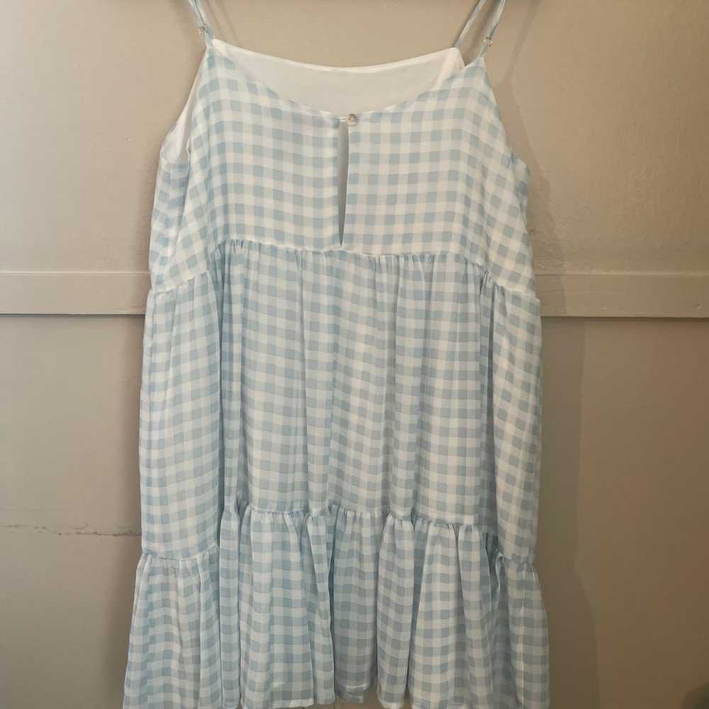 Baby blue baby doll gingham check mini dress - image 2