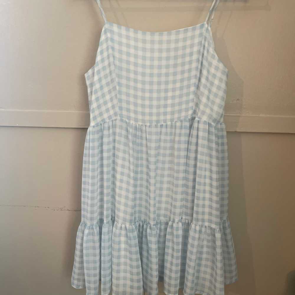 Baby blue baby doll gingham check mini dress - image 3