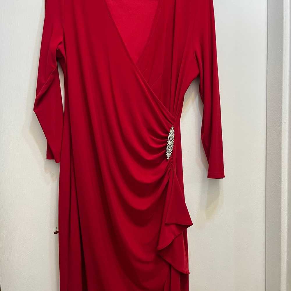 Anne Klein Red Dress with Rhinestone Accent (Size… - image 1
