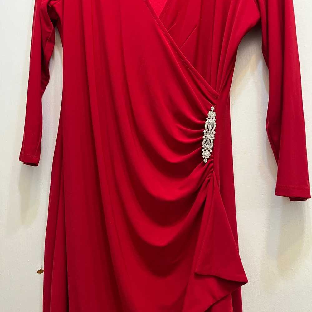 Anne Klein Red Dress with Rhinestone Accent (Size… - image 2