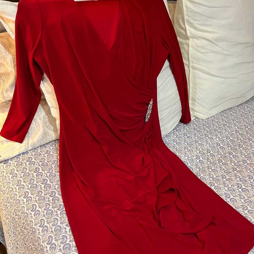 Anne Klein Red Dress with Rhinestone Accent (Size… - image 3
