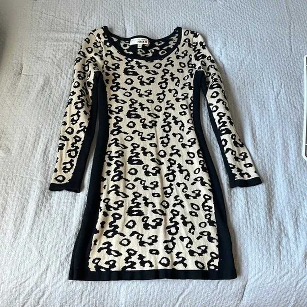 Leopard Print Long Sleeve Stretch Mini Sweater Dr… - image 2