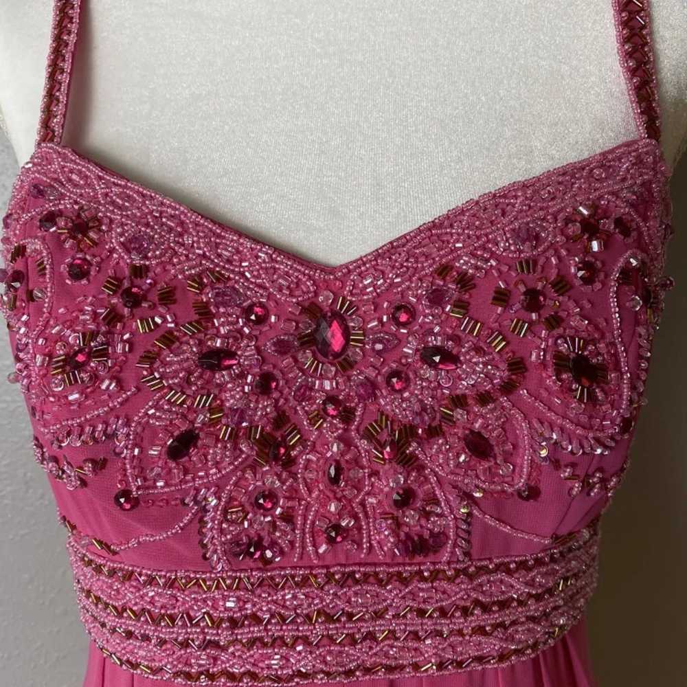 Sue Wong Nocturne Silk Dress Beaded Pink With Ple… - image 3
