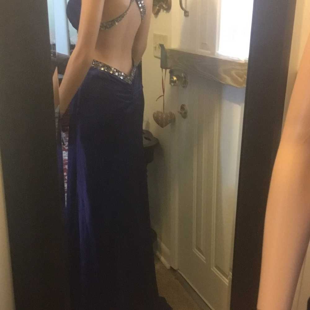 Royal Blue Silver Sequined Prom Gown - image 4