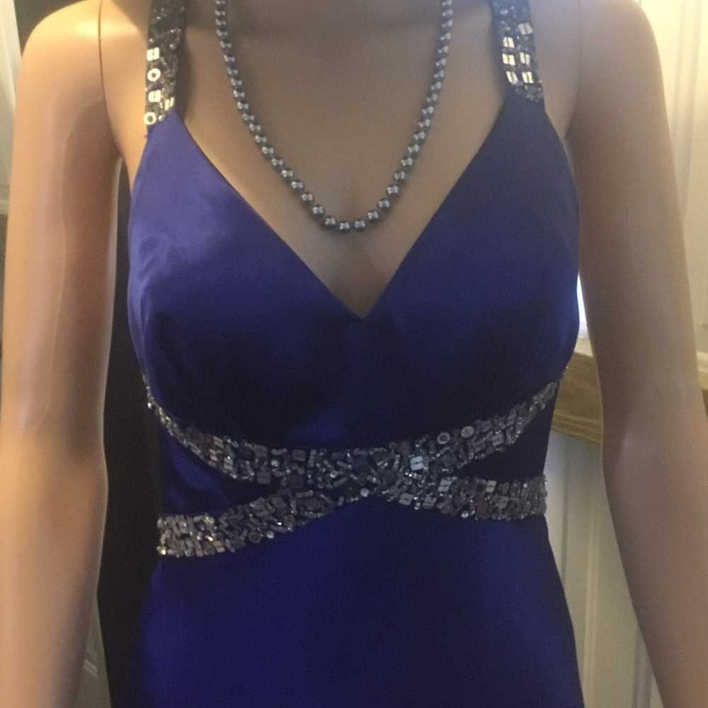 Royal Blue Silver Sequined Prom Gown - image 6