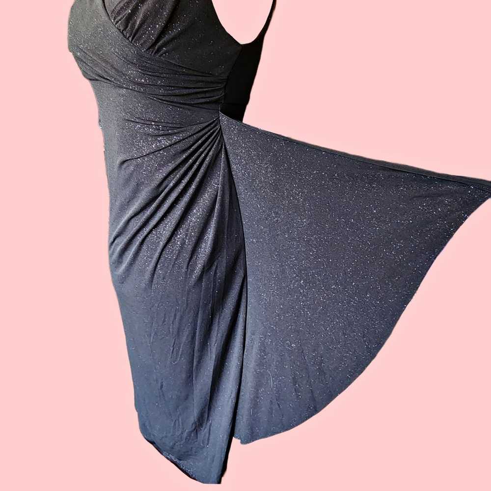Black Shimmer Sleevless Full Length Evening Gown - image 4