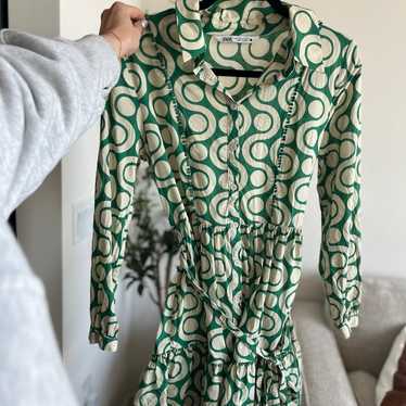 Zara dress green and white