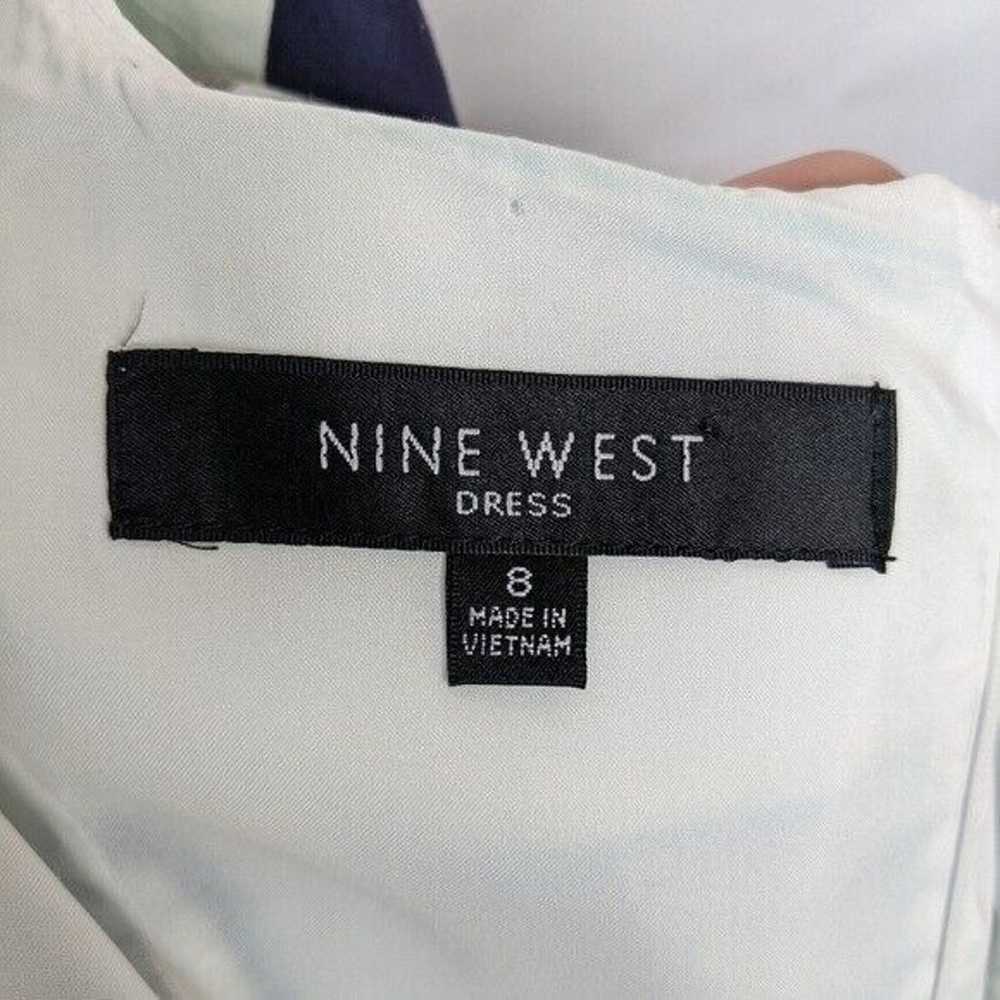 NINE WEST Sz 8 Medium Blue Striped Fit and Flare … - image 4