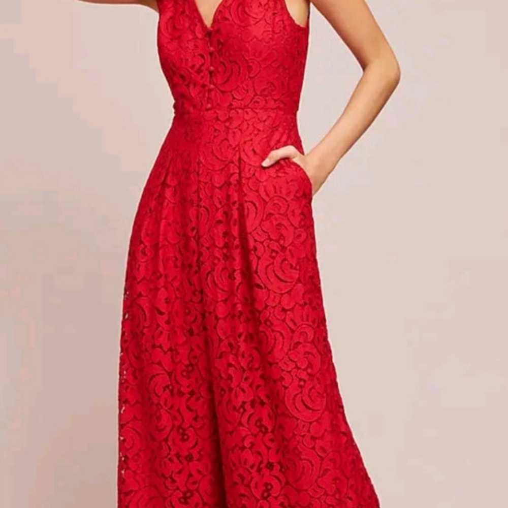 Anthropologie Red Lace Jumpsuit - image 1