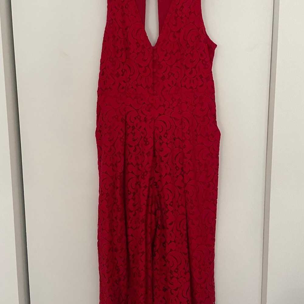 Anthropologie Red Lace Jumpsuit - image 3