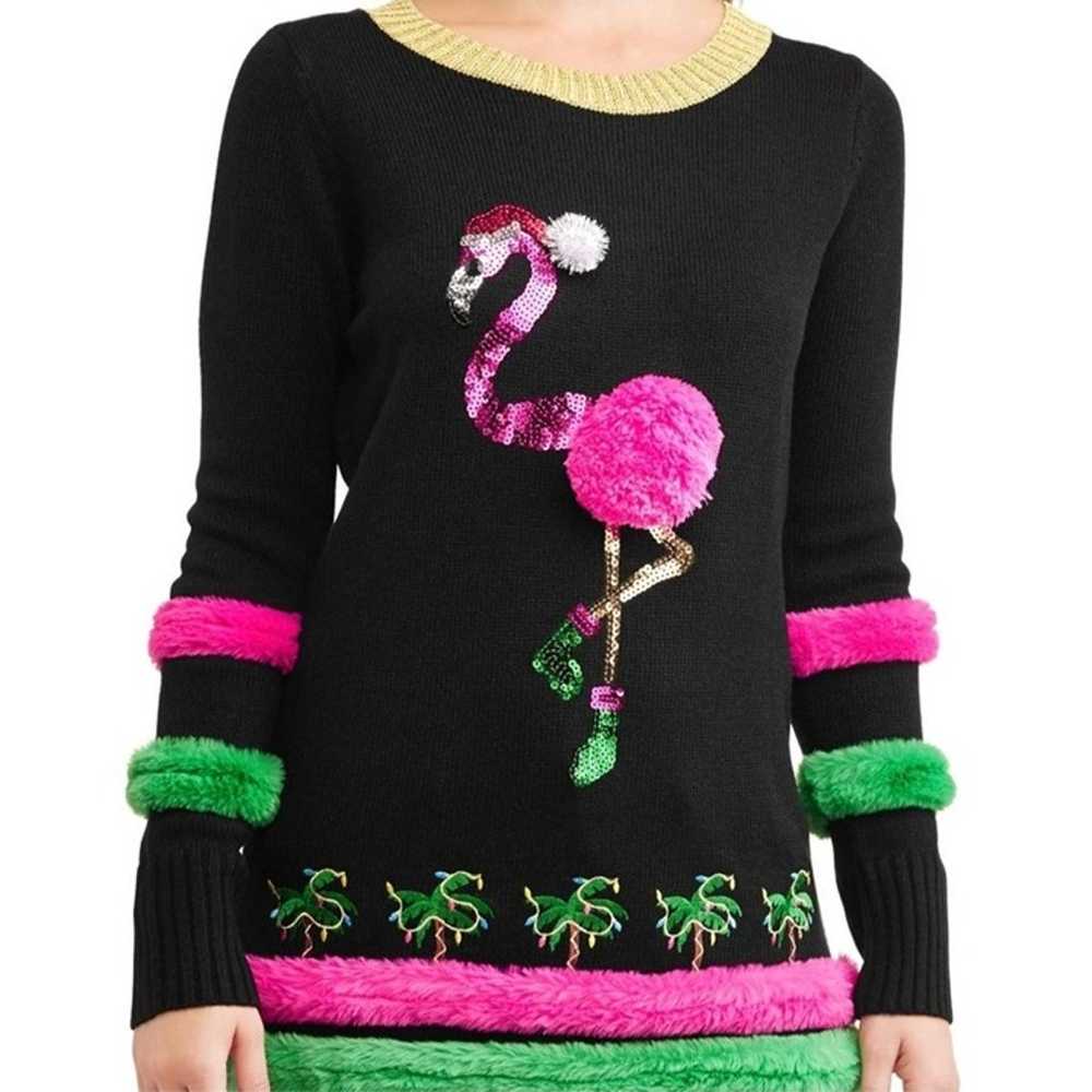 Flamingo NWOT Unique Amazing Mixed Media Sweater … - image 1