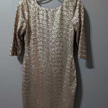 Gold sequin NYE holiday dress