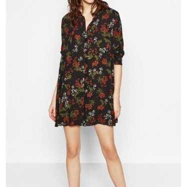 Zara Mini Dress Floral Premium Denim Collection L… - image 1