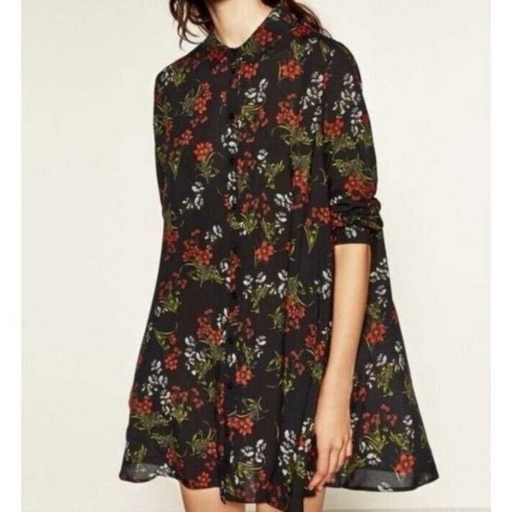 Zara Mini Dress Floral Premium Denim Collection L… - image 2