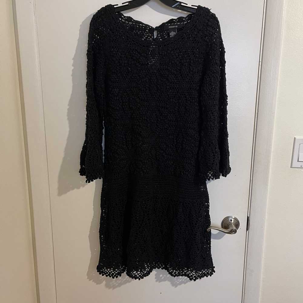 Arden B Black Crochet Dress, Size Large - image 1