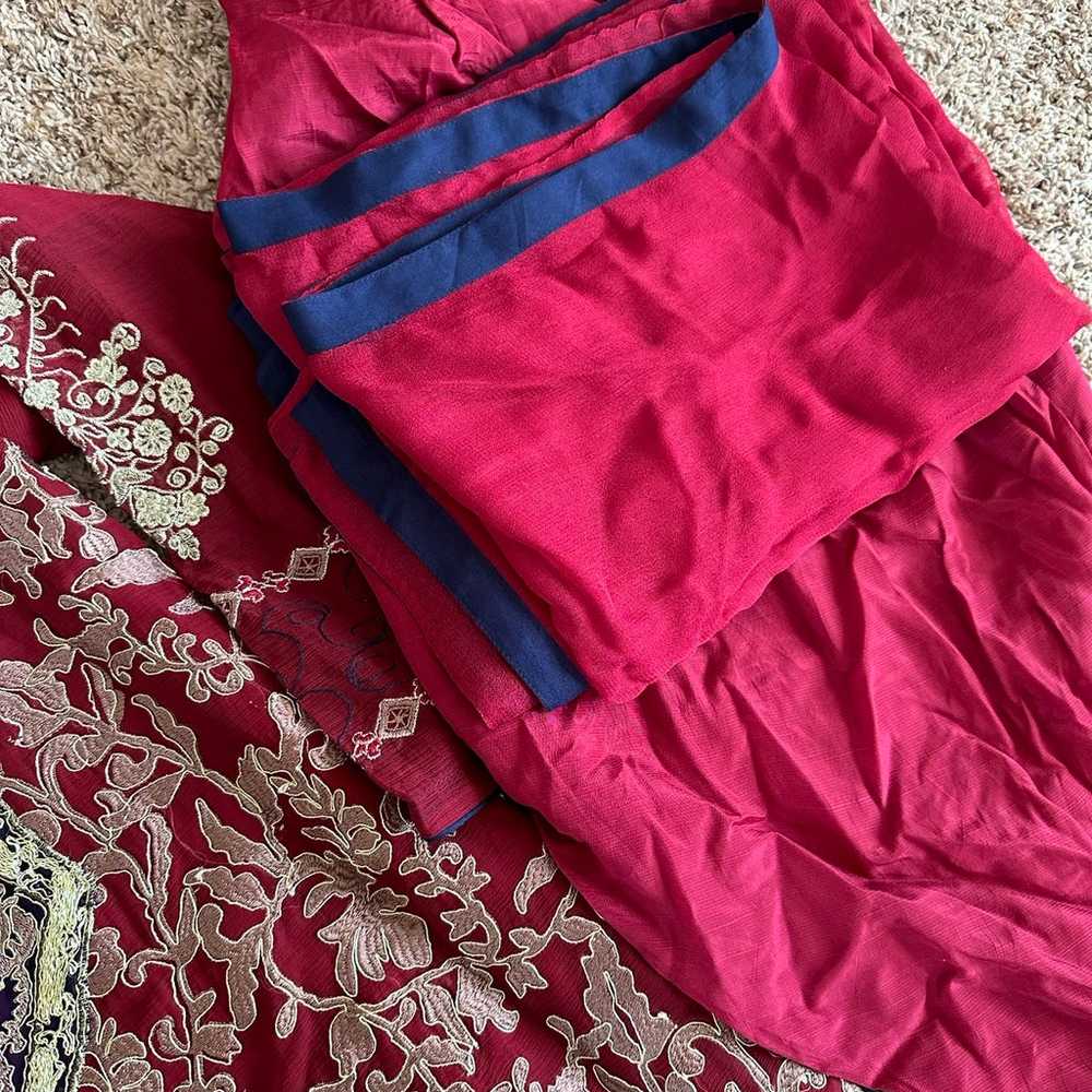 Pakistani maroon  fancy chiffon dress,L - image 3