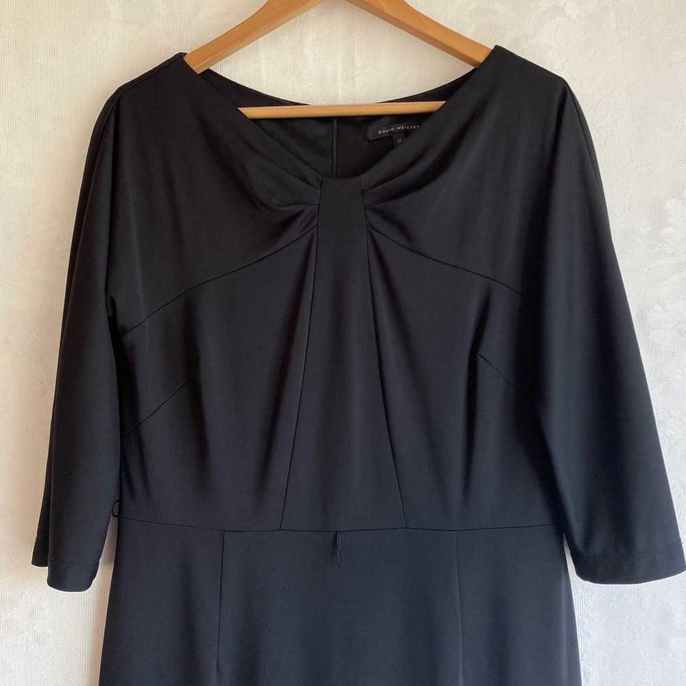 David Meister Chic Black Dress 3/4 Sleeve Belt Lo… - image 3