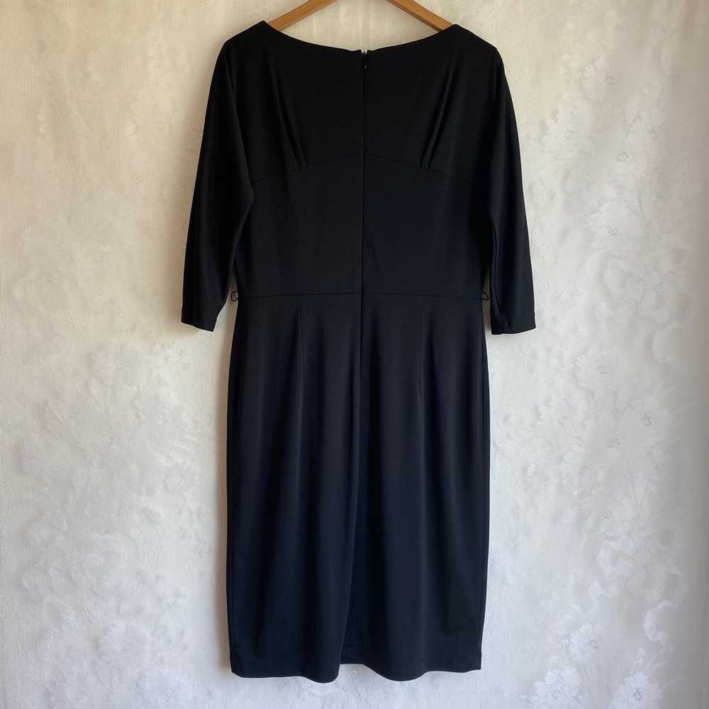 David Meister Chic Black Dress 3/4 Sleeve Belt Lo… - image 6