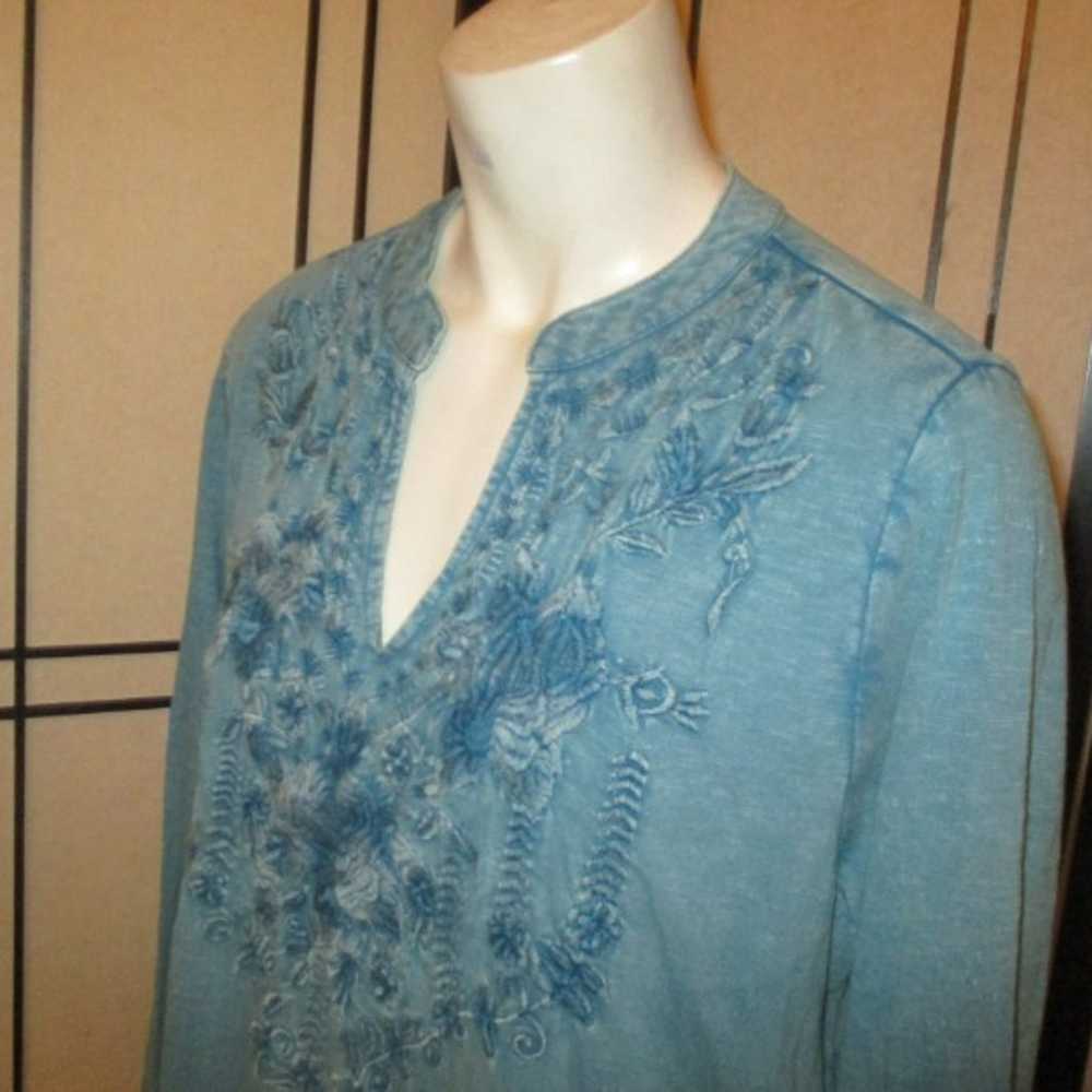 Soft Surroundings embroidered cotton 3/4 sleeve t… - image 8