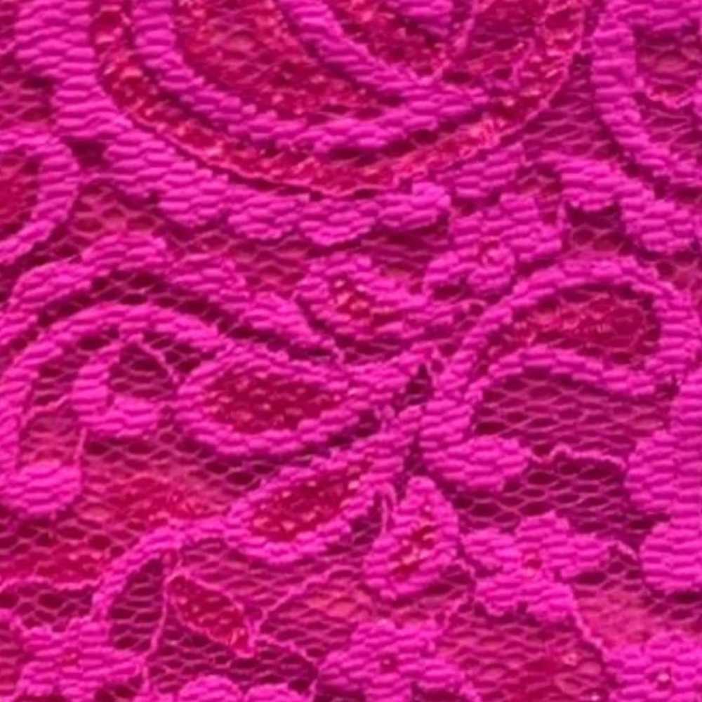 Jennifer Hope pop pink stretchy lace dress L - image 3