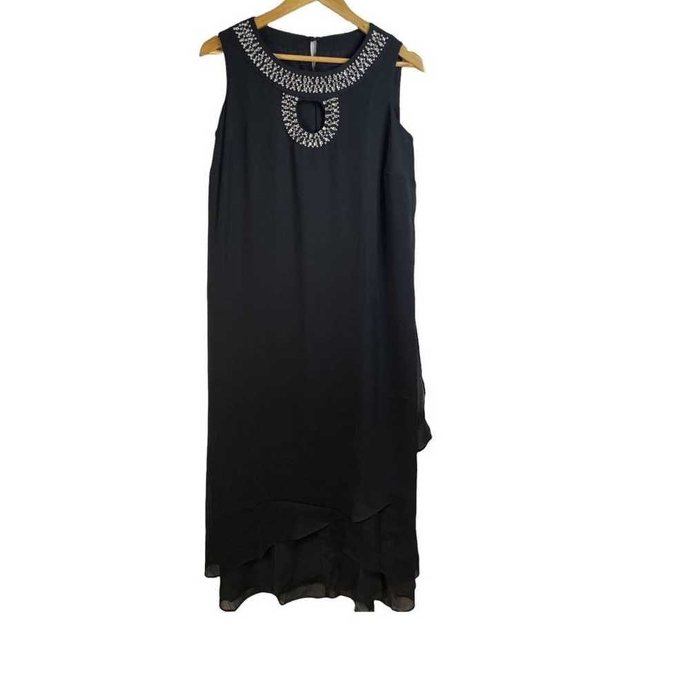 Denim 24/7 Black Chiffon Flowy Sleeveless Beaded … - image 1