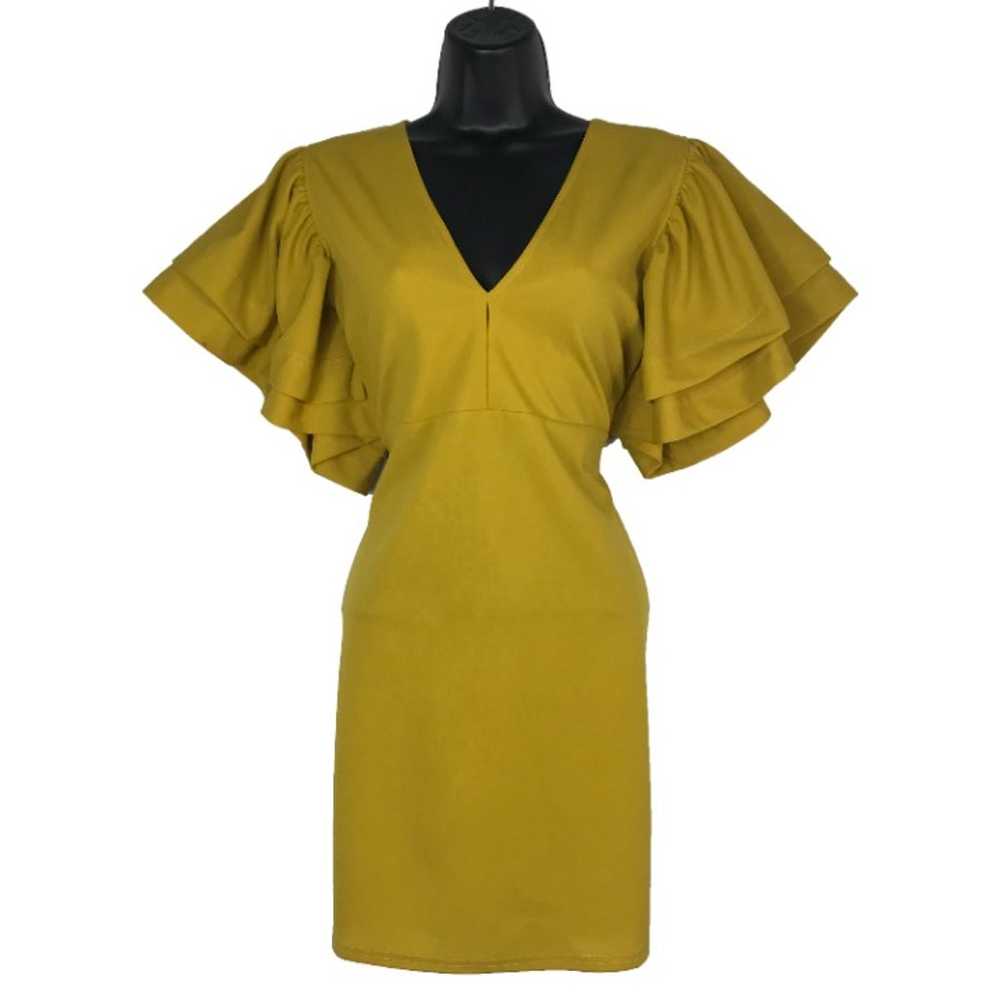 Favlux Fashion Yellow Flowy Sleeve Dress - image 1