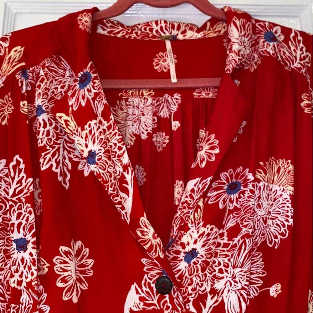 Free People Red Floral Dress NWOT! Bery Flatterin… - image 3