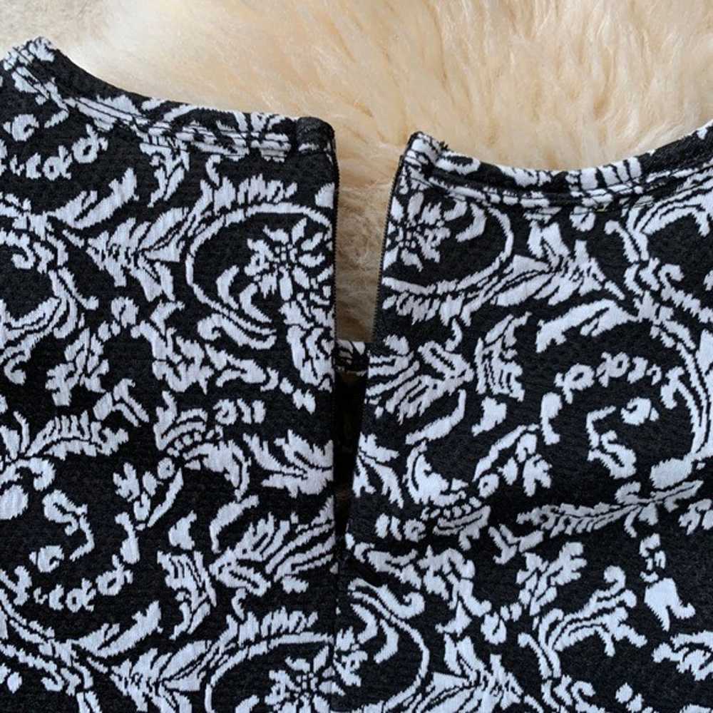 Embossed Black White Floral Fit Flare Dr - image 5