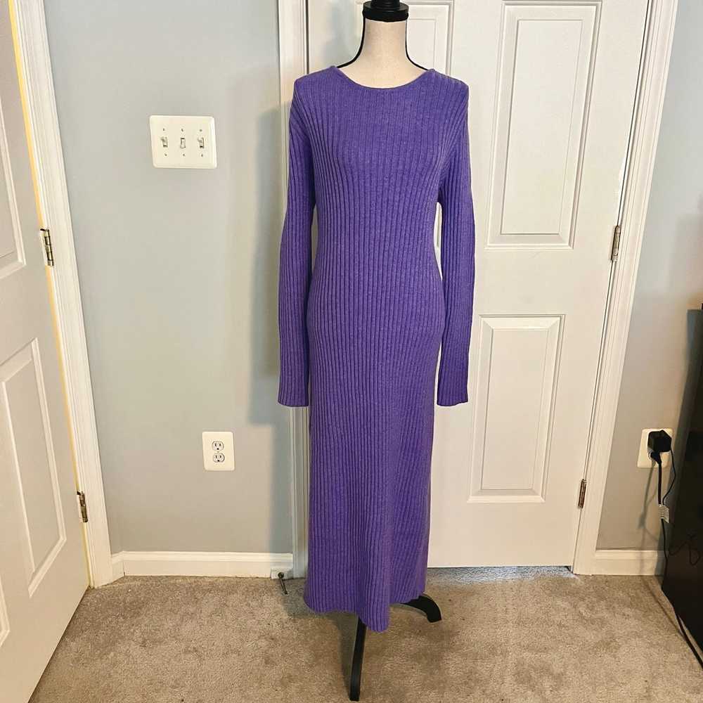 Purple knit maxi dress with asymmetric lace-up ba… - image 5