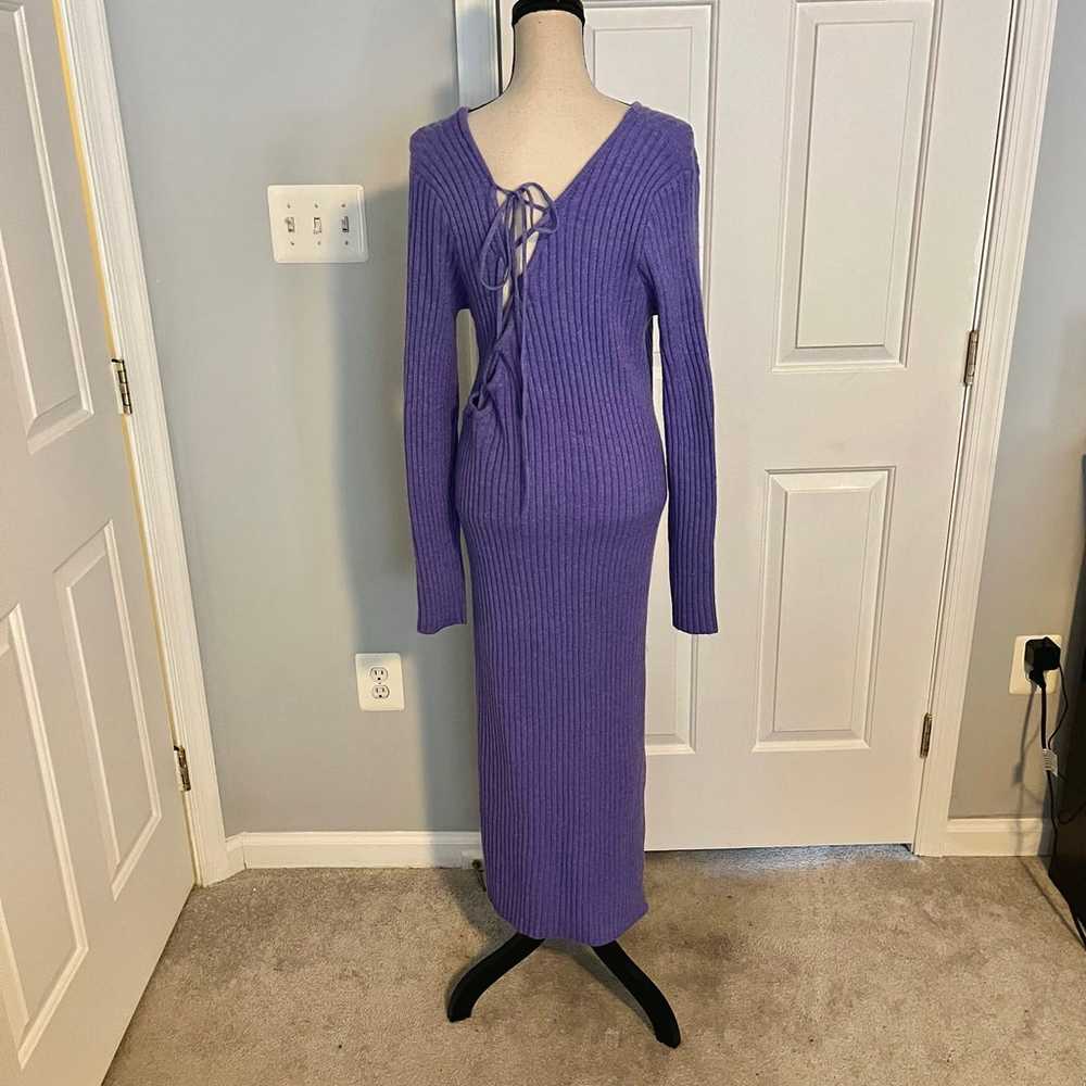 Purple knit maxi dress with asymmetric lace-up ba… - image 6