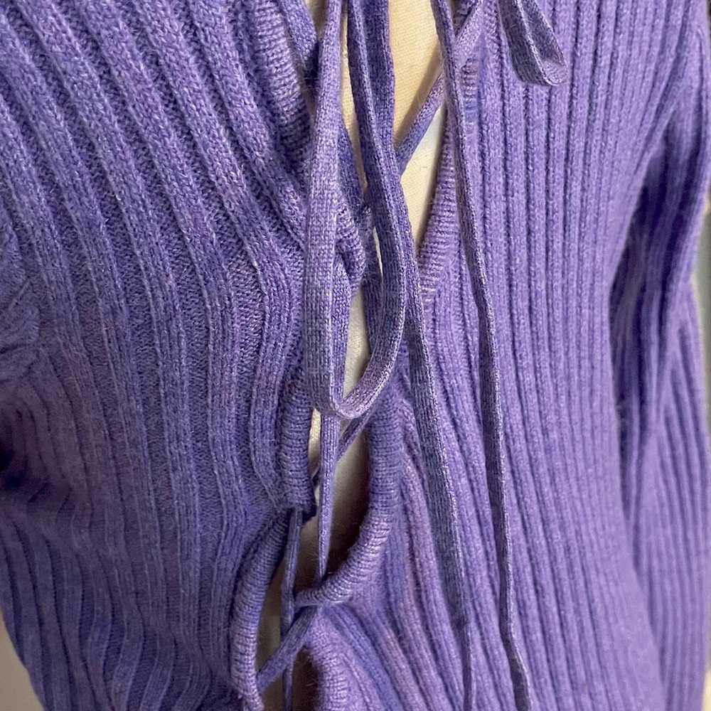 Purple knit maxi dress with asymmetric lace-up ba… - image 7