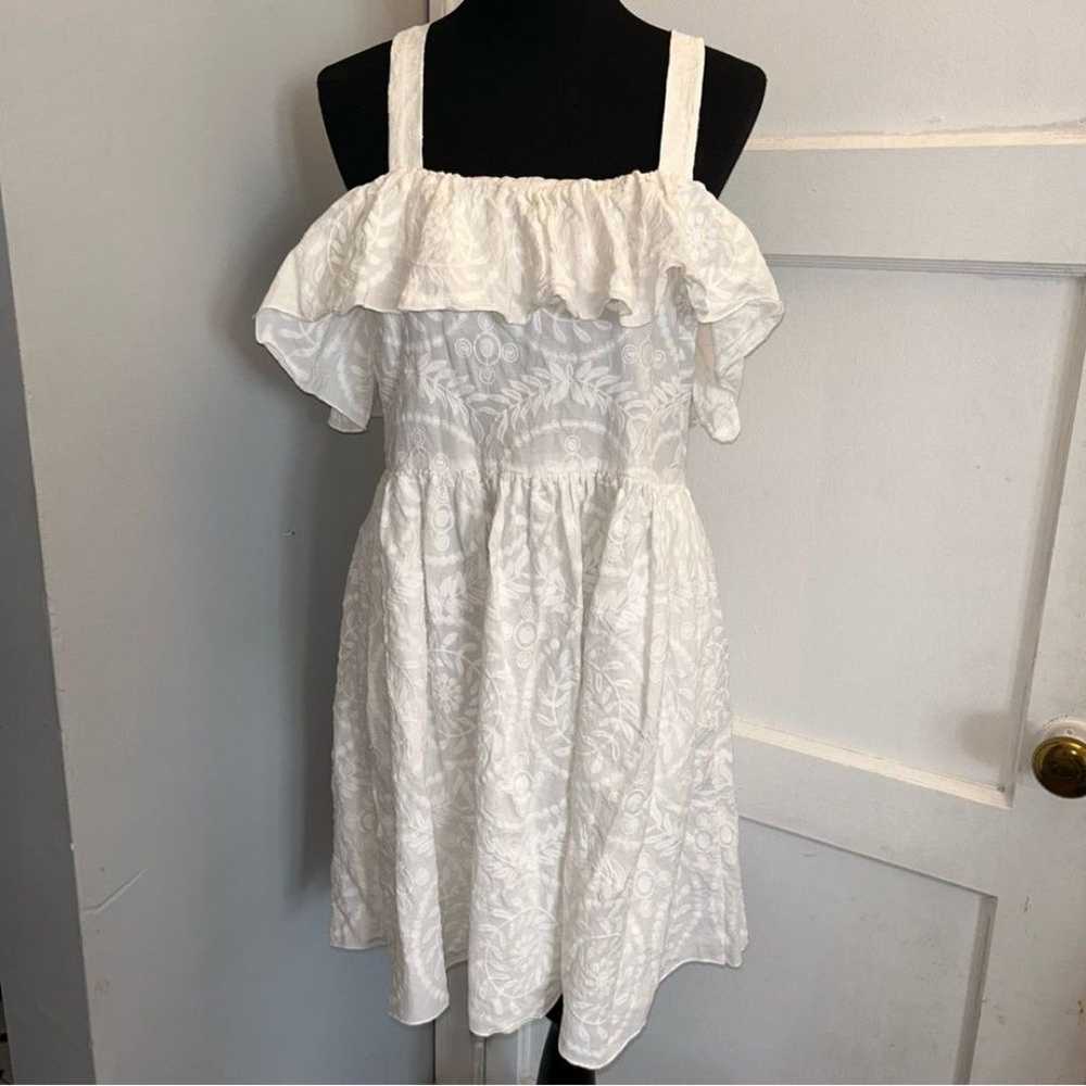 Madewell white embroidered apron ruffle dress siz… - image 2