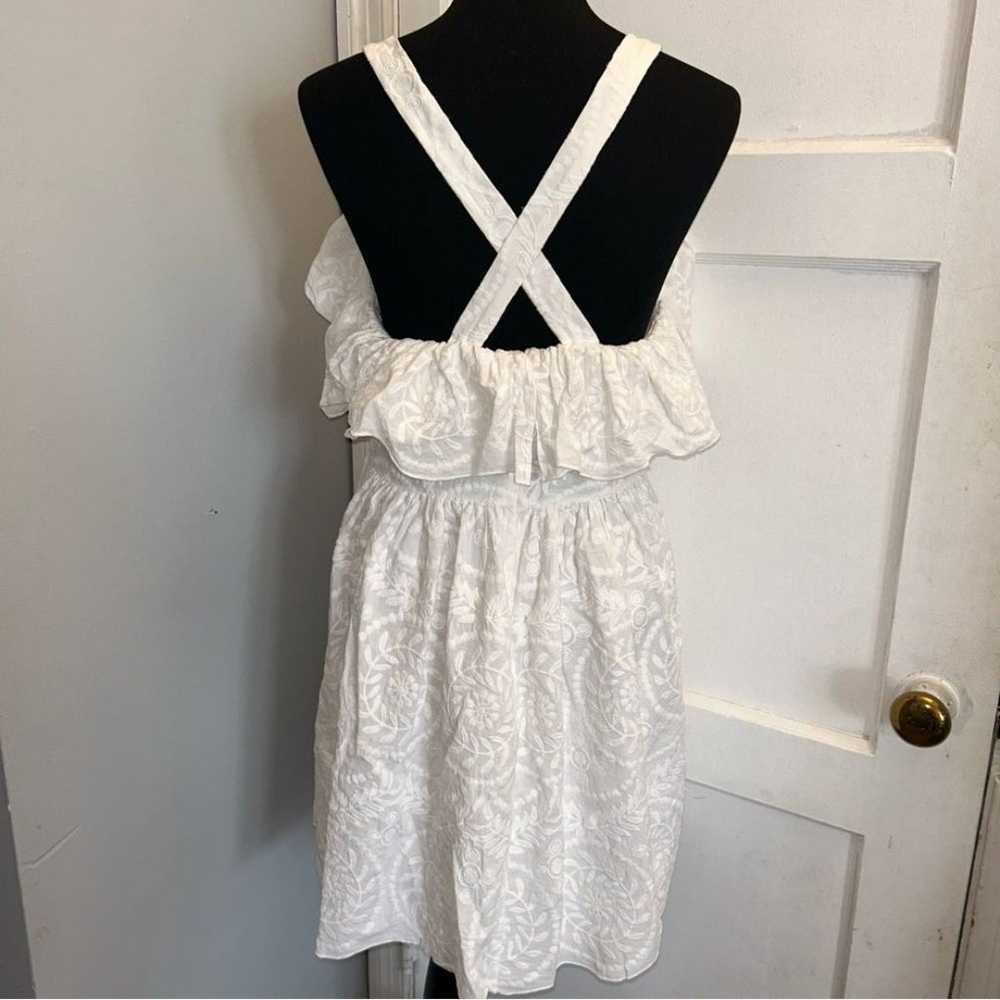 Madewell white embroidered apron ruffle dress siz… - image 3