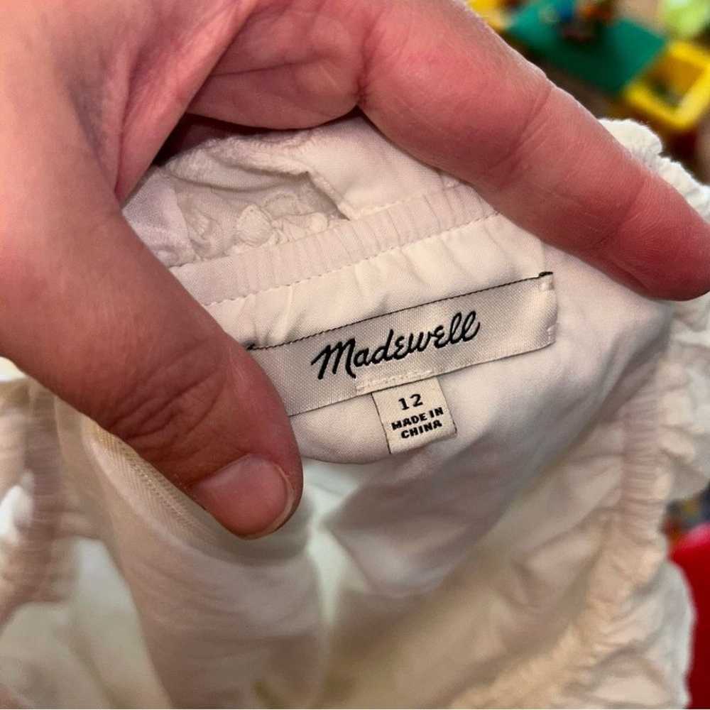 Madewell white embroidered apron ruffle dress siz… - image 5