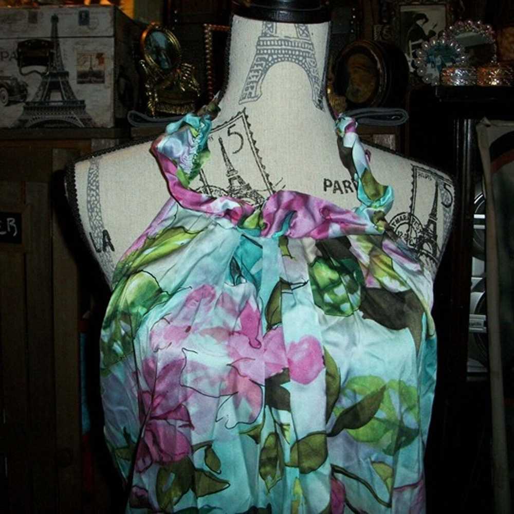 NU COLLECTIVE Adorable Floral Silk Halter Dress S… - image 2
