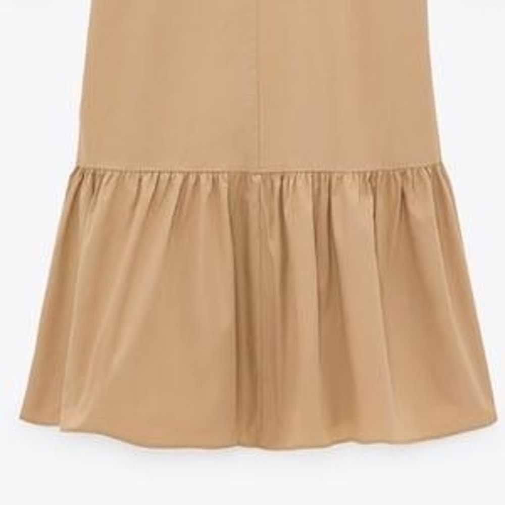 Zara Beige Poplin Hooded Large Midi Dress with V-… - image 4