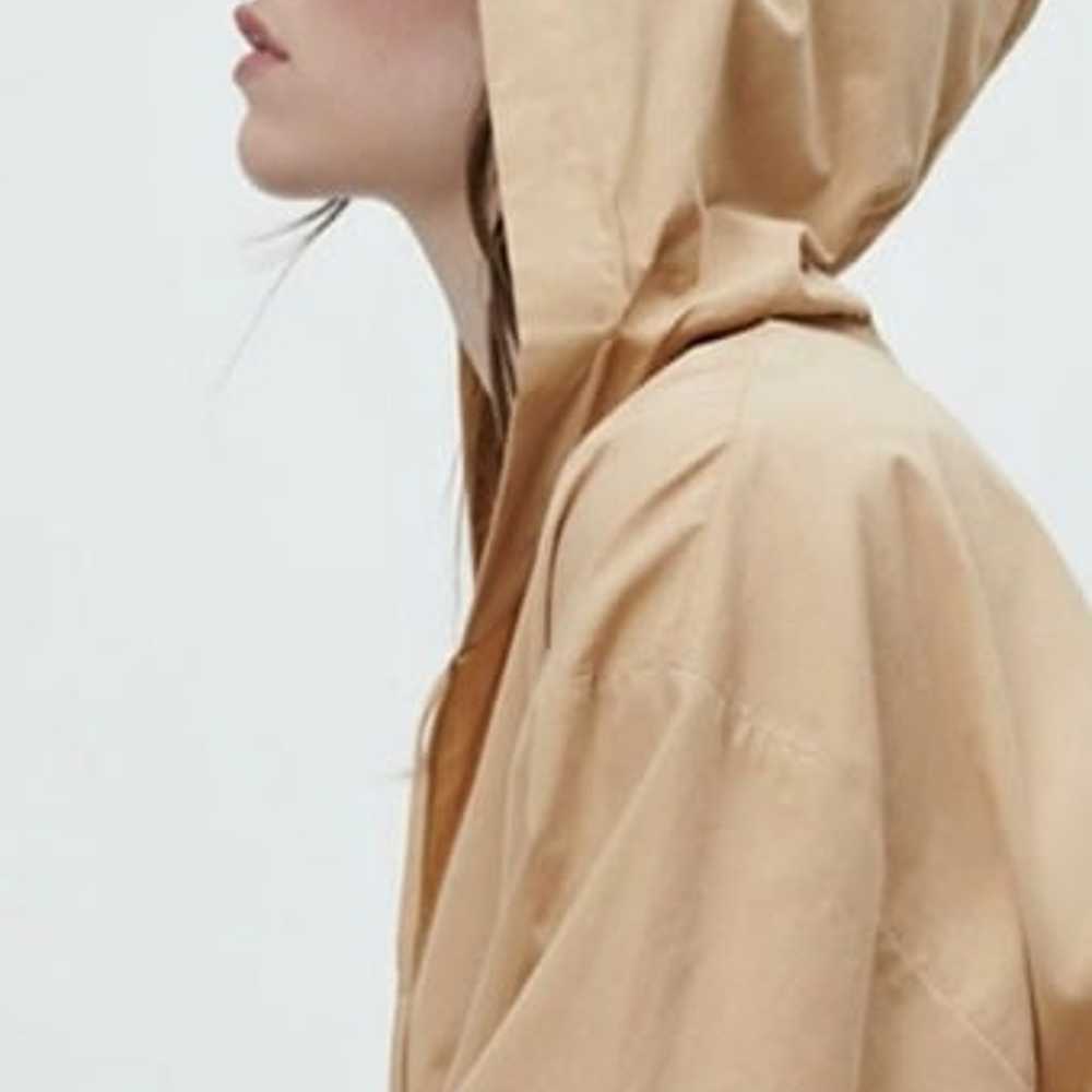 Zara Beige Poplin Hooded Large Midi Dress with V-… - image 7