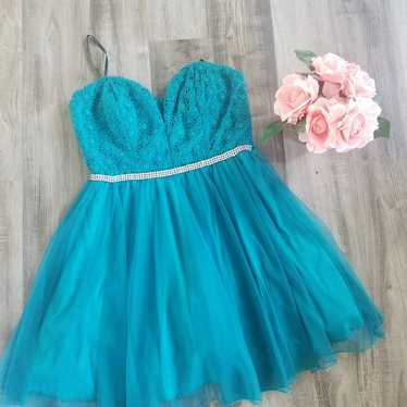Turquoise formal crystal lace - image 1