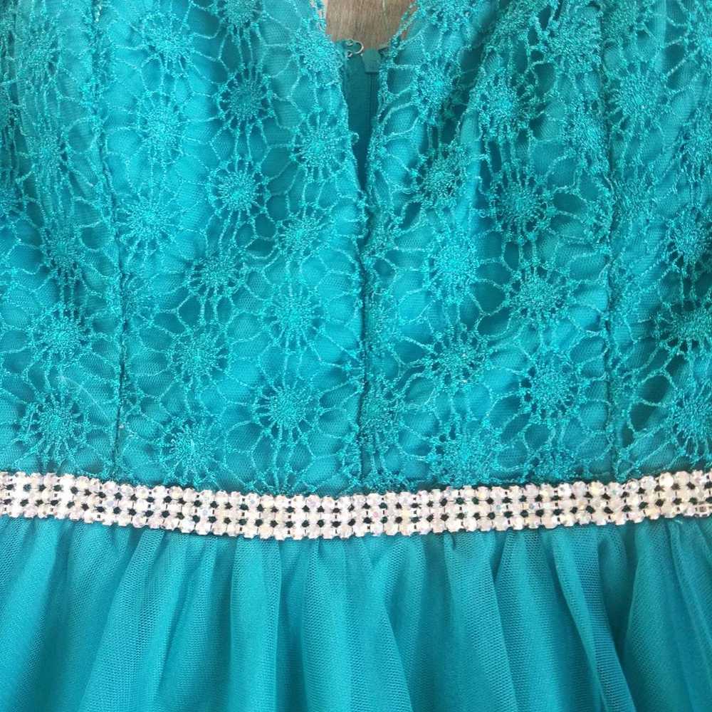 Turquoise formal crystal lace - image 2