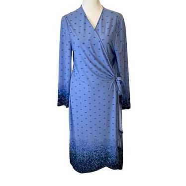 BCBGMAXAZRIA Adele Blue Floral Wrap Dress