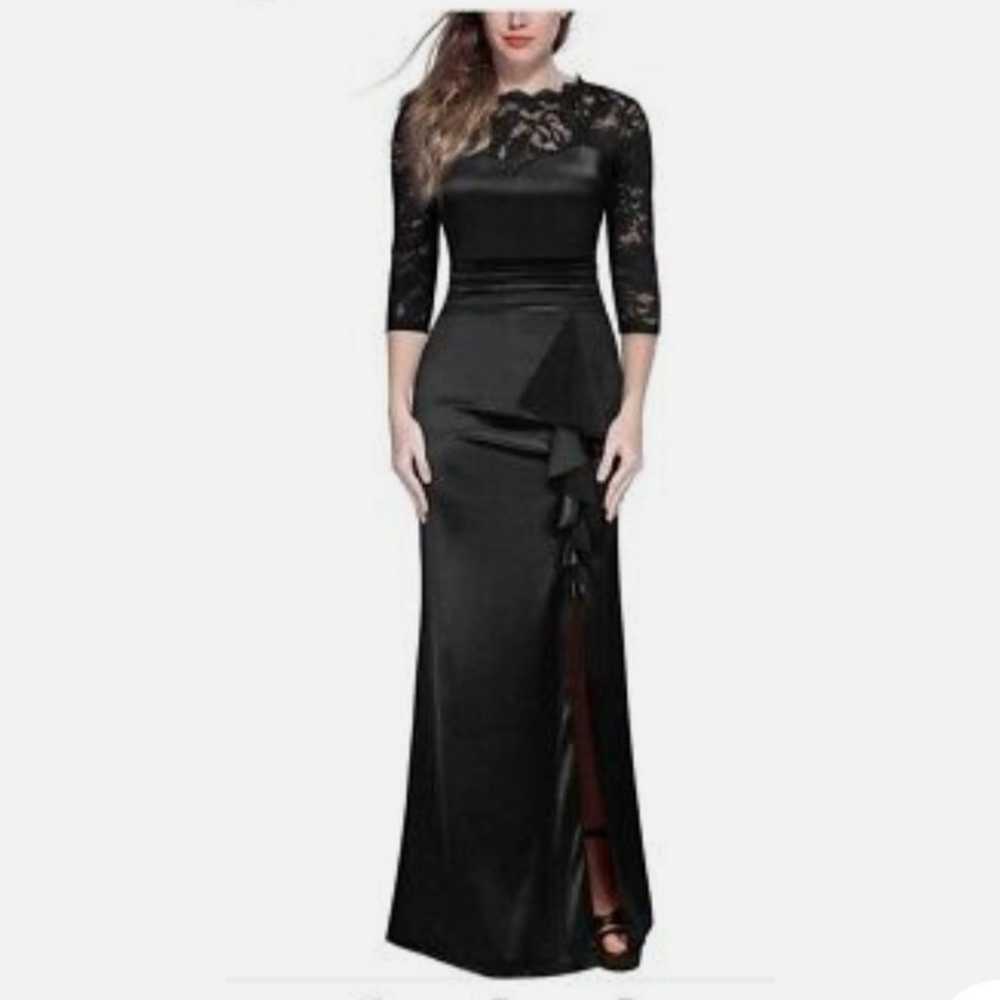 Miusol Black Formal Lace Satin Gown - image 12