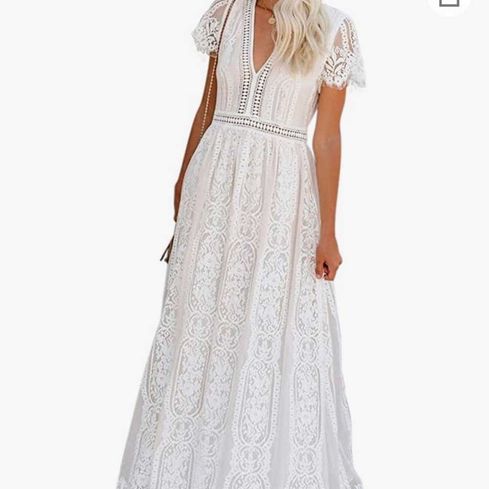 Floral Lace White Maxi Dress- maternity too - image 1