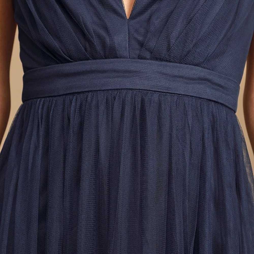 Rare Beauty Navy Blue Tulle Backless Maxi Dress - image 5