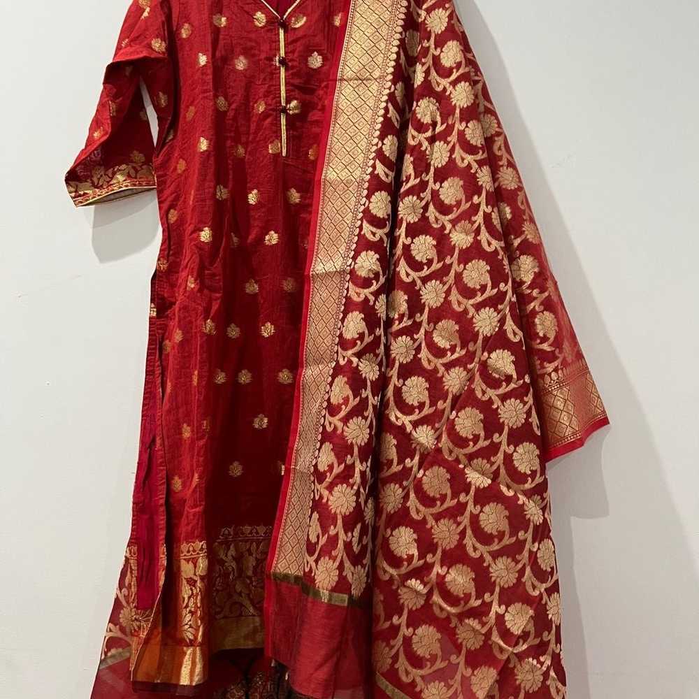 Indian Pakistani  katan salwar Kameez Dupatta - image 2