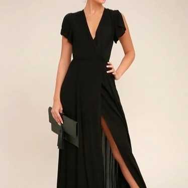 Heart of Marigold Black Wrap Maxi Dress