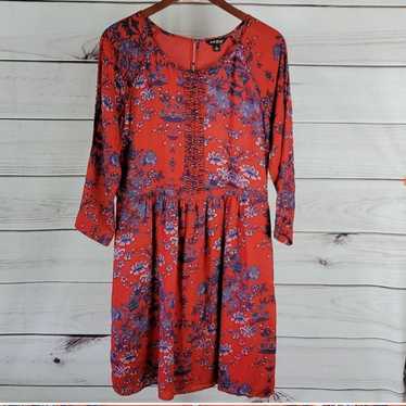 Lucky Brand L dress scoopneck long sleeve red/blu… - image 1