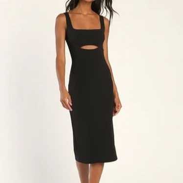 Date Night Dream Black Cutout Bodycon Midi Dress