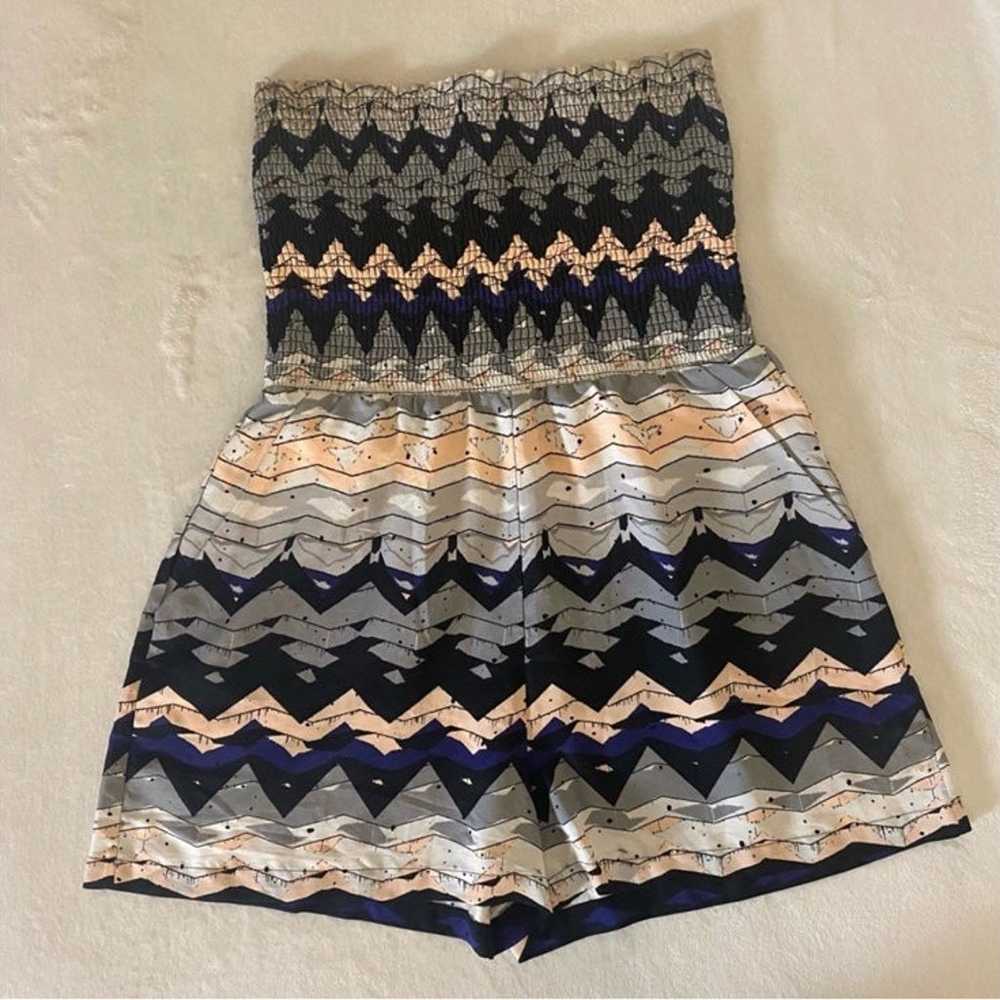 Abstract Zig Zag Smocked M/L Strapless Romper w/S… - image 1